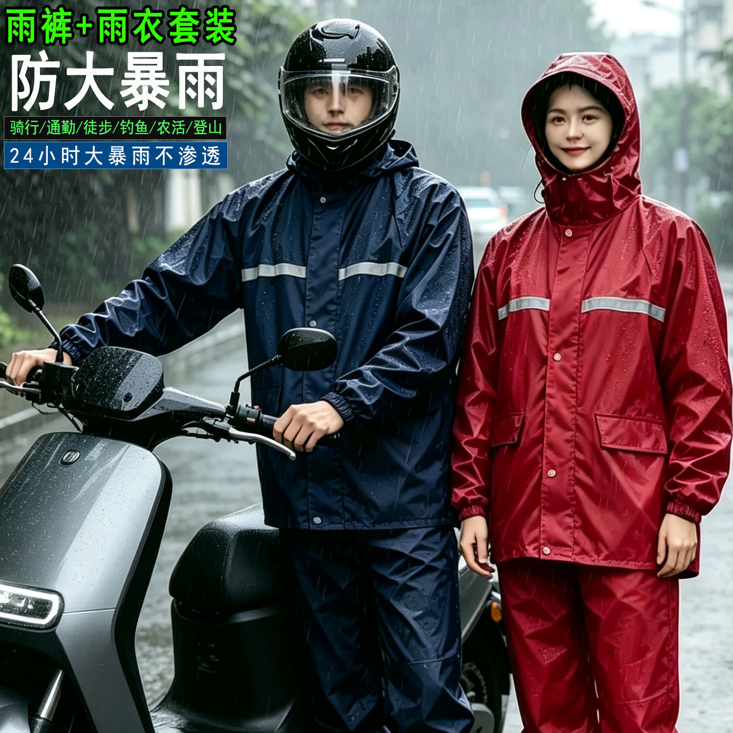 摩托车骑行服雨衣套装成人防暴雨