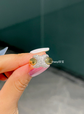 18k金双C钻石戒指欧美风