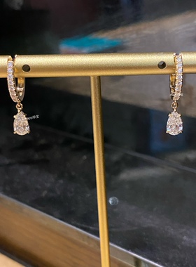 18k金 单颗.50ct 水滴形钻石耳坠 GIA证书 定金