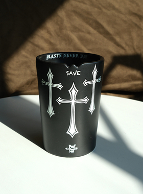 pnd原创块根植物暗黑风十字陶瓷夜光花盆加高多肉大口透气漆树盆