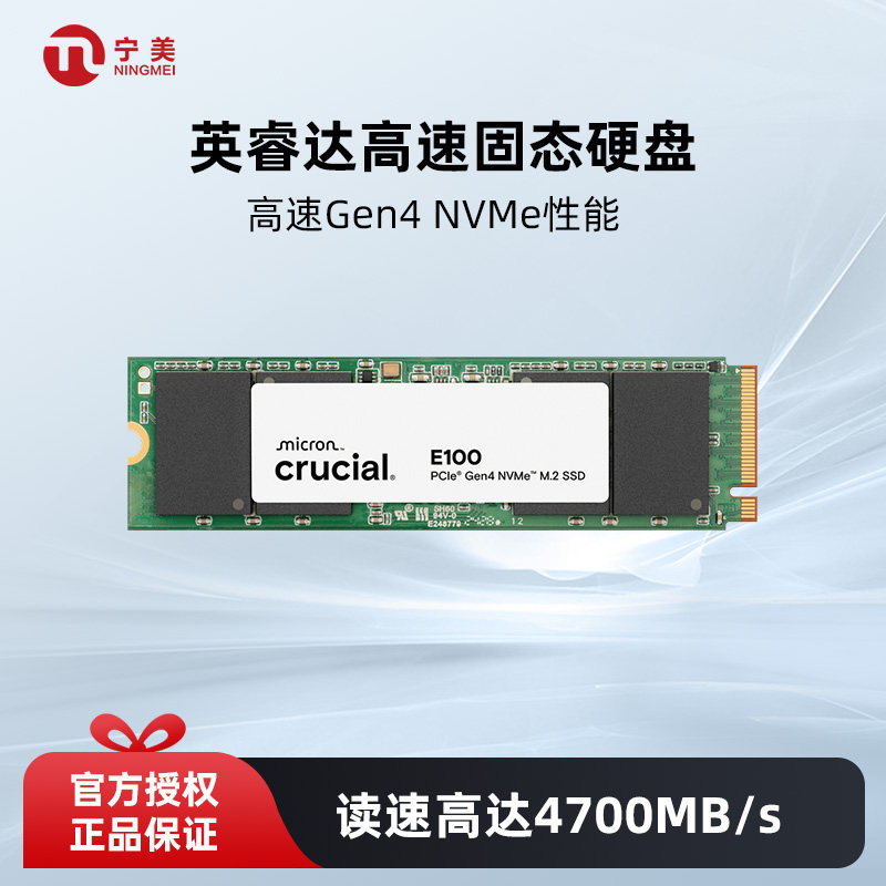 英睿达E100固态硬盘台式电脑笔记本SSD存储M.2 NVME 480G海康1TB