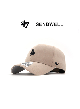 47brand小标硬顶LA咖啡色棒球帽复古美式男女NY显脸小情侣鸭舌帽