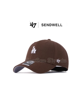 47brand小标硬顶LA咖啡色棒球帽复古美式男女NY显脸小情侣鸭舌帽