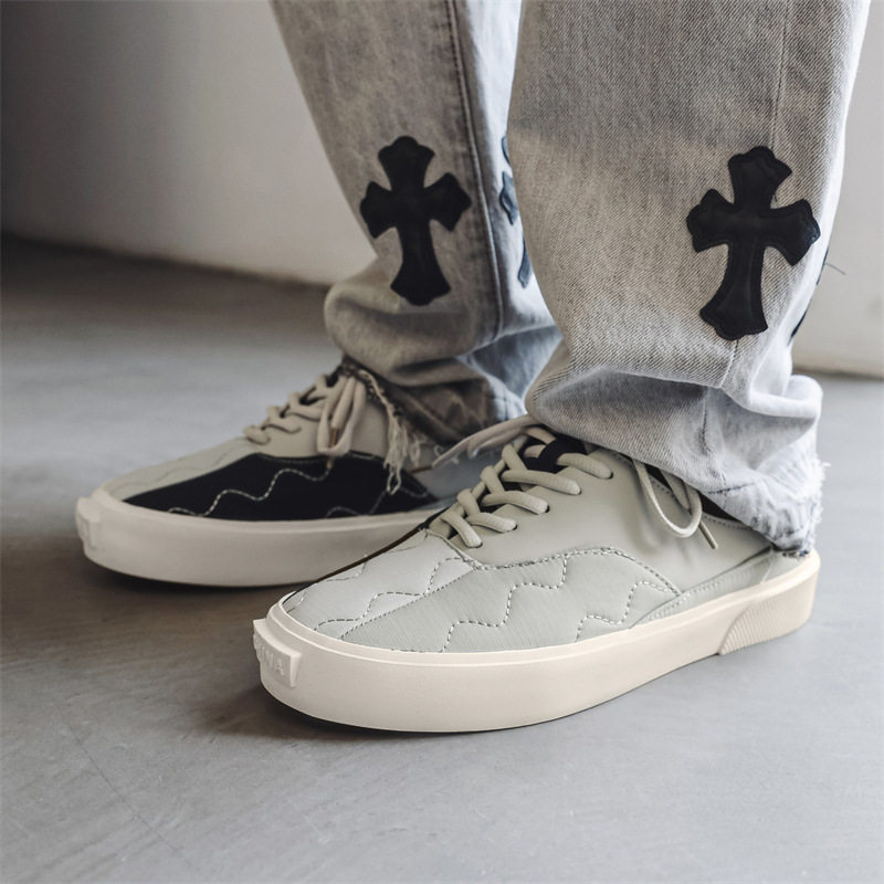 夏季新品男鞋透气韩版鞋子男防水布低帮鞋小众板鞋拼色舒适鞋休闲