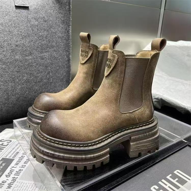 2025新款英伦厚底切尔西女短靴