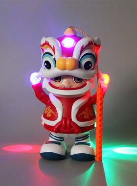 国潮醒狮新年元宵节中秋节灯笼