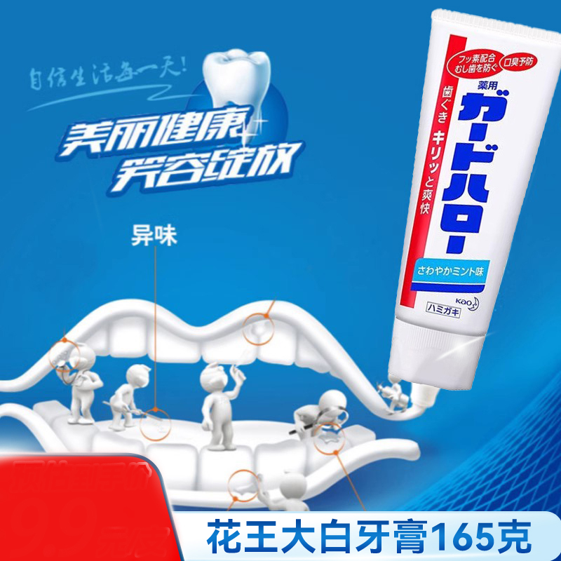 日本KAO花王大白牙膏薄荷齿去口气去渍165g效期26.3/B