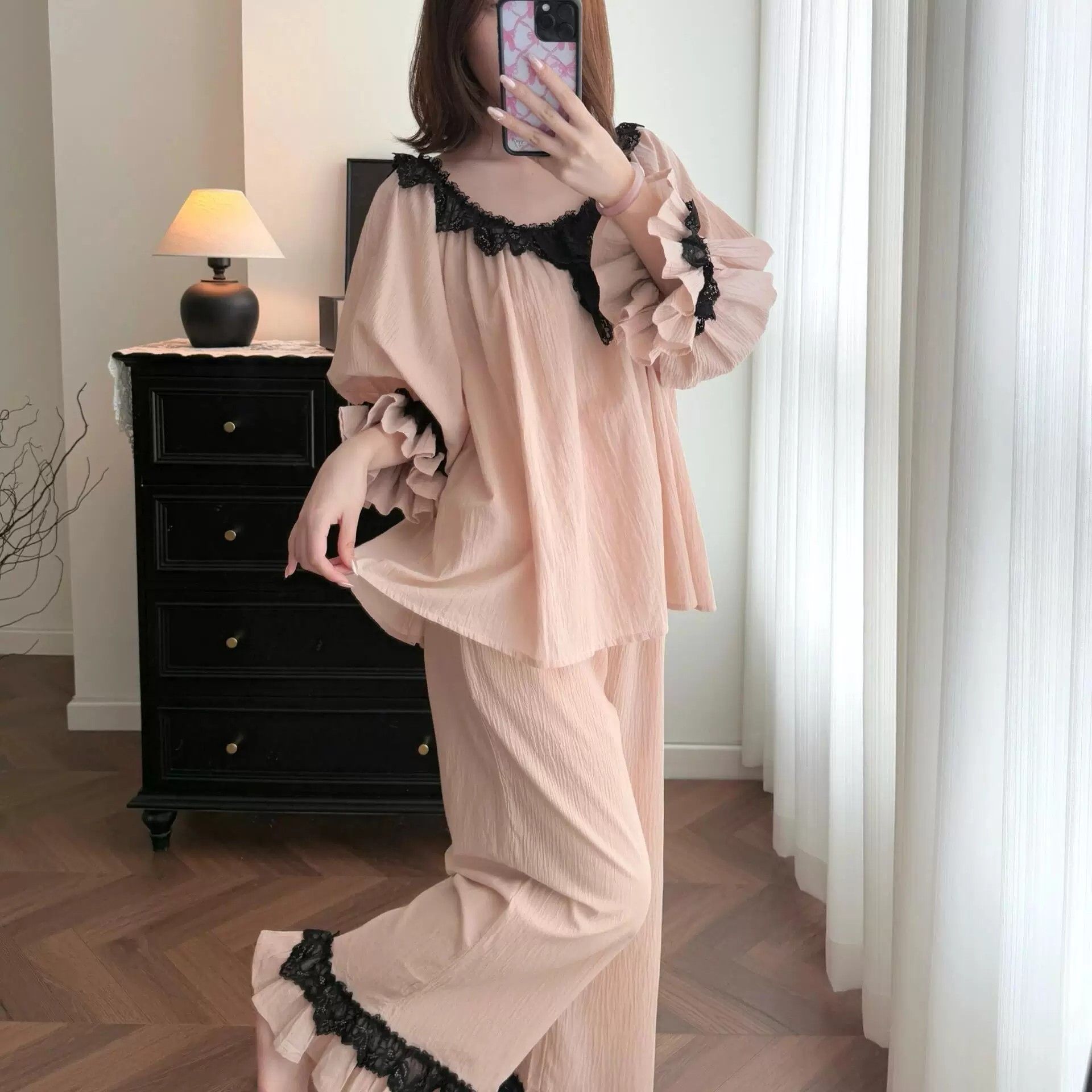 欧若拉秋冬季女款睡衣含棉套装