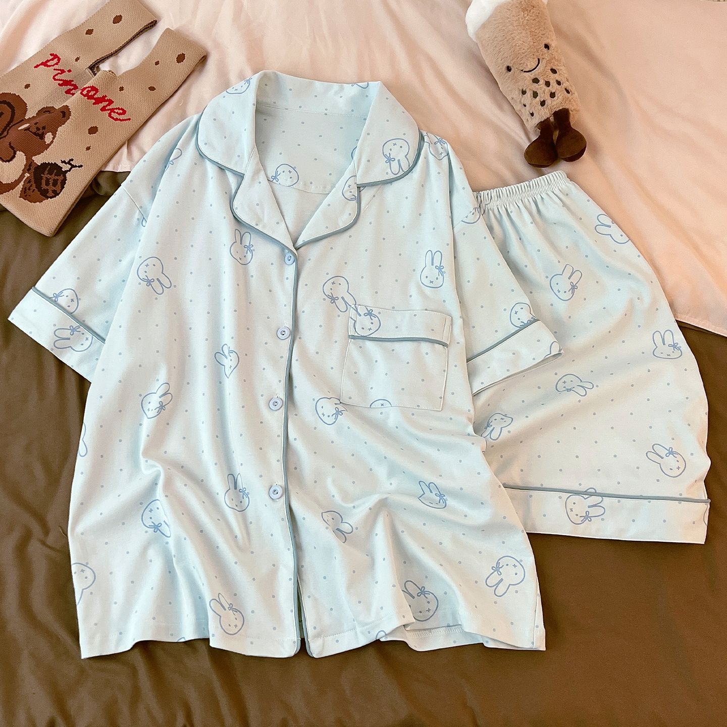 小清新女款睡衣夏季舒适短袖套装