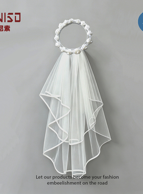 丹尼索花环头纱求婚领证主婚纱