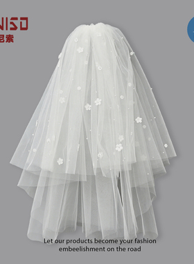 丹尼索求婚头纱领证白高级感头饰