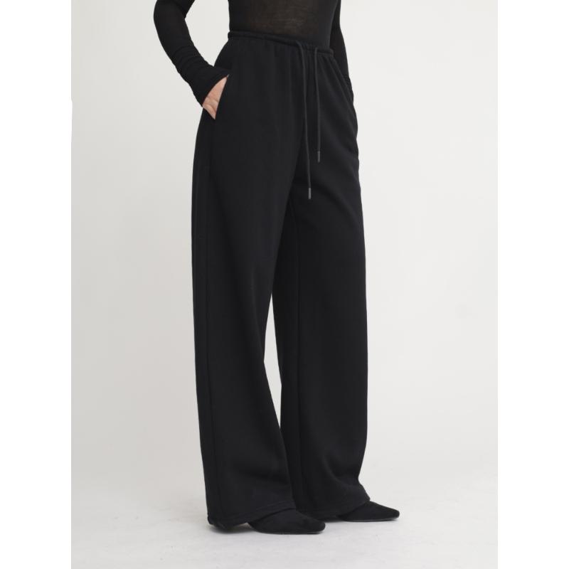 ohmyloli 黑色灰色加绒冬款弯刀显瘦剪裁舒适宽松基础卫裤