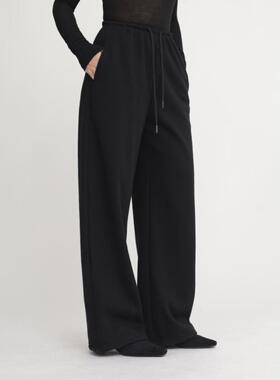 ohmyloli 黑色灰色加绒冬款弯刀显瘦剪裁舒适宽松基础卫裤