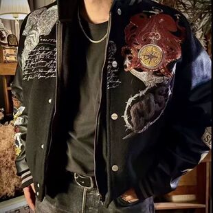 关闭周日男士美式黑珍珠TREASURE COVE棒球服加厚夹棉秋冬季夹克