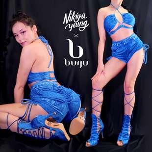 NIKIYAYOUNG【TwerkJeans抽绳款】电臀舞牛仔短裤钢管舞Heels健身