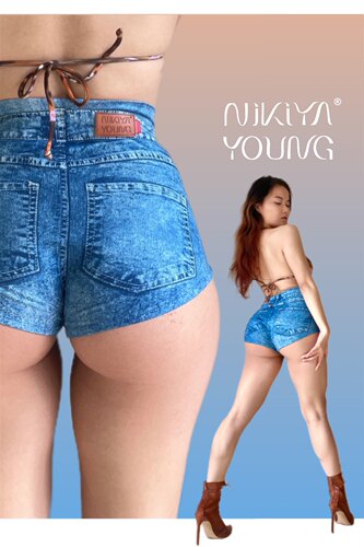 NIKIYAYOUNG【Twerk Jeans】电臀舞牛仔短裤钢管舞Heels健身瑜伽