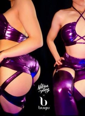 【Burju联名上新】闪光紫Heels套装短裤镂空钢管舞NIKIYAYOUNG