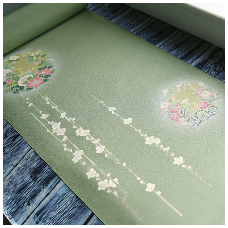 正绢真丝旗袍汉服中式花环付下