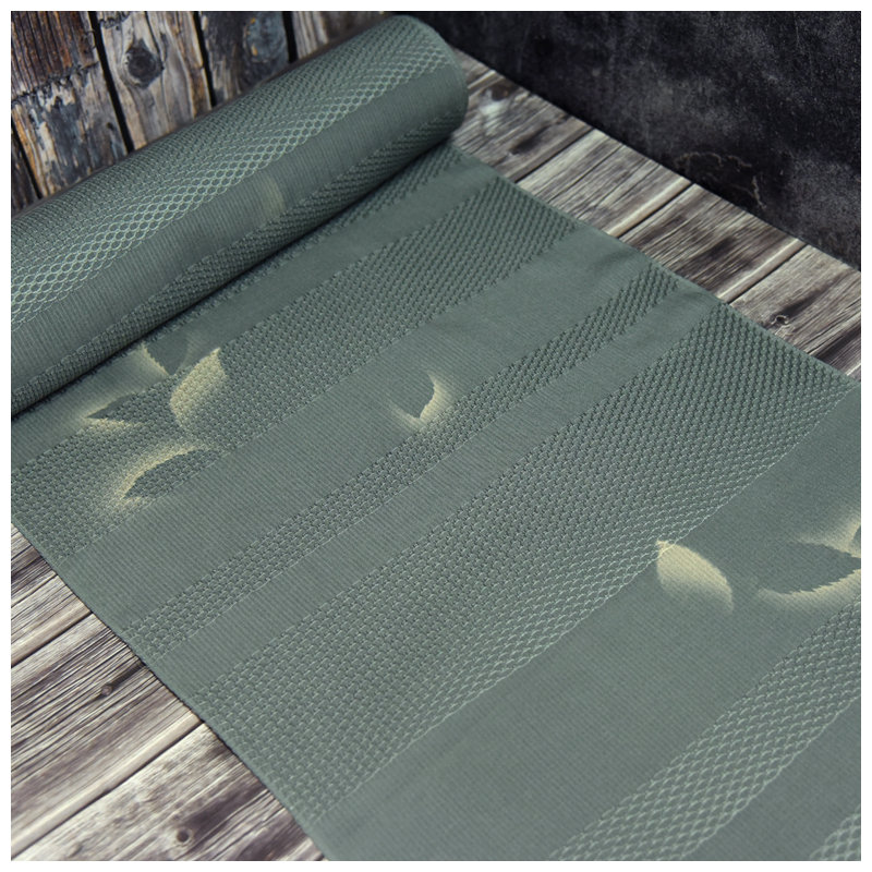 中古灰绿叶柄小纹反物荷包布料