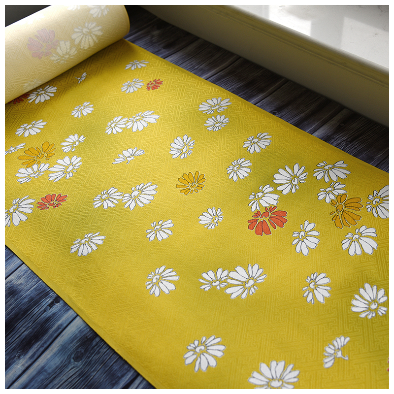 正绢真丝旗袍新中式明黄小纹反物