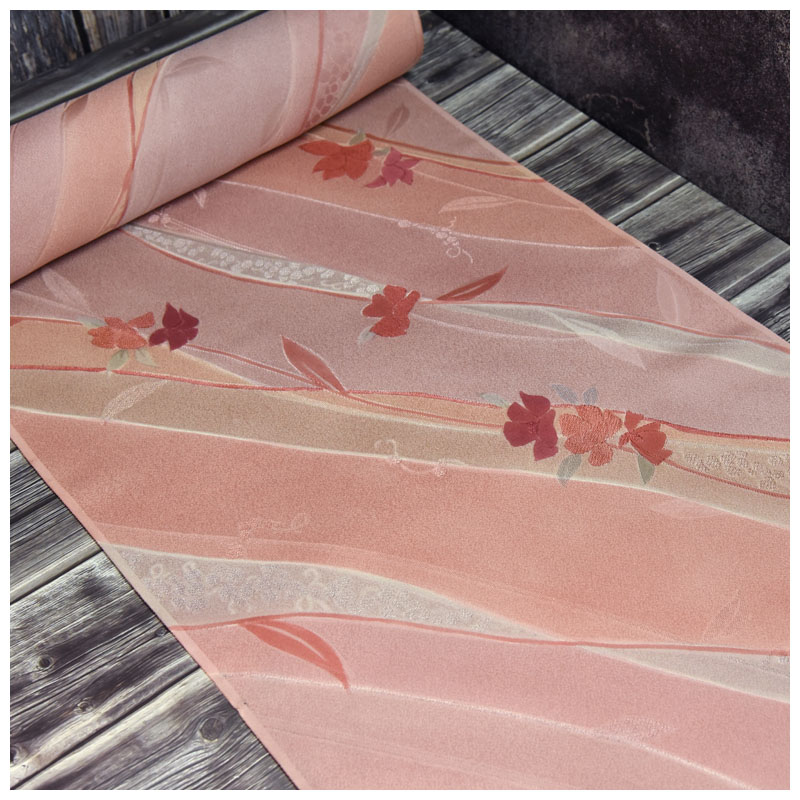 中古粉紫织花小纹反物荷包布料