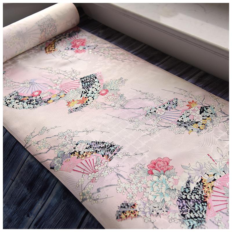 正绢真丝旗袍断面扇小纹反物零裁