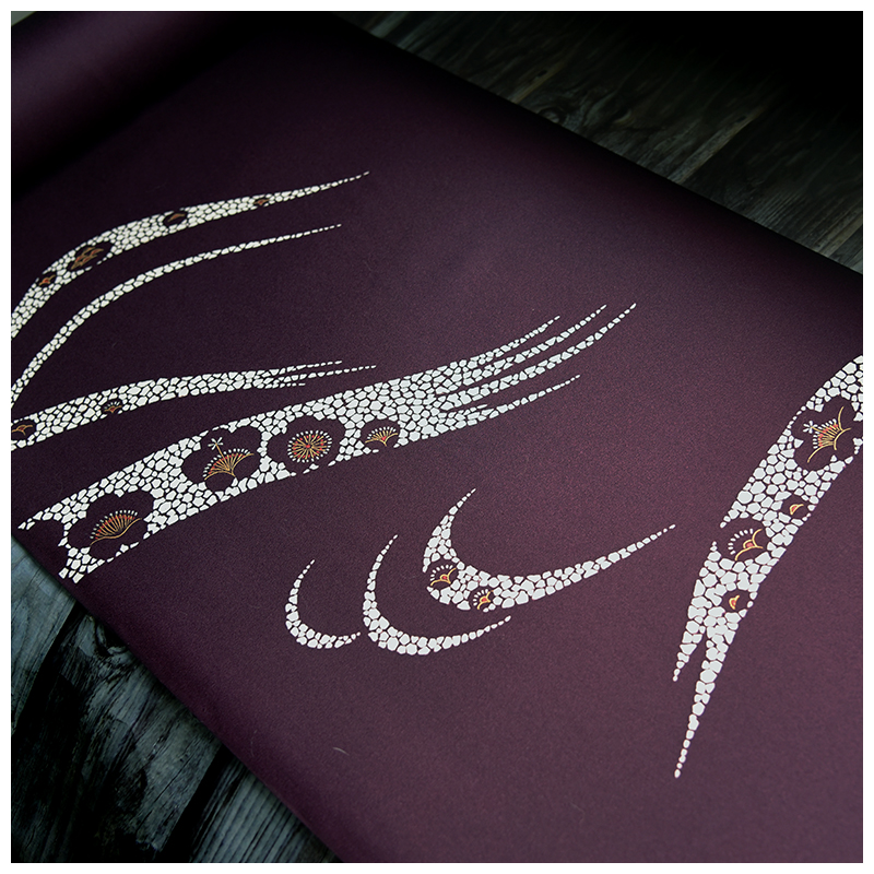 日本进口正绢真丝深紫桃花布料