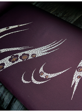 特日本进口中古正绢真丝深紫桃花付下反物整卷布料荷包汉服旗袍面