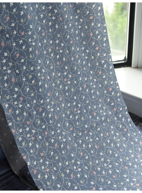 中古正绢真丝蓝色藤曼金彩小纹和服反解布料荷包零料旗袍