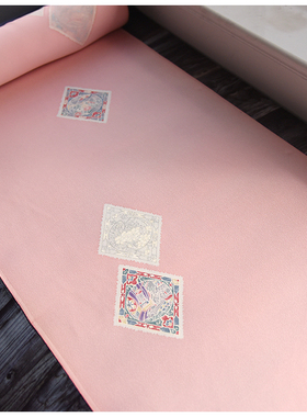 特进口中古正绢真丝粉菱形风景柄小纹布料口金荷包零料旗袍汉服面