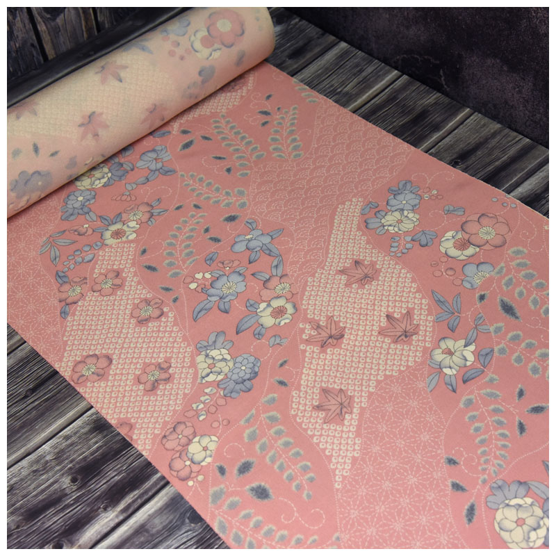 日本正绢粉色汉服旗袍布料