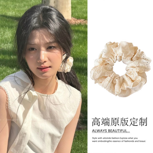 卢昱晓同款蕾丝大肠发圈女芭蕾风温柔头绳头花2026新款扎头发头饰