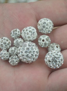 发饰DIY饰品配件陶瓷小钻球手工串珠手机链手链材料直孔镶钻珠子