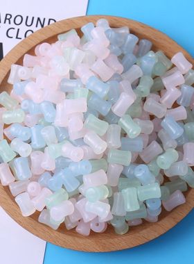 彩色亚克力果冻珠桶珠DIY饰品配件竹节珠隔珠盘珠子手链串珠材料