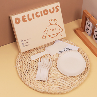 定制生日蛋糕餐具套装一次性餐盘刀叉碟子组合水滴盘叉盒帽子蜡烛