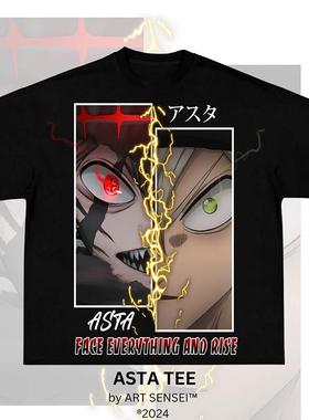 死亡笔记弥海砂死神阿塔斯 atas 黑色五叶草日本动漫直喷短袖T恤