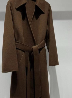 冬上新经典翻领开襟百搭羊毛外套(配腰带)（含50%羊毛）(羊绒50%)
