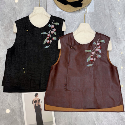 2026夏上新！之梨100桑蚕的香云纱手工订珠马甲马甲