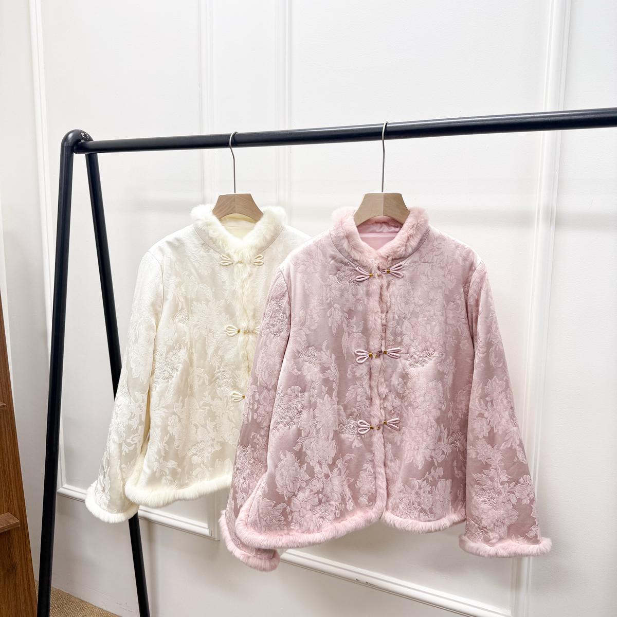 冬上新轻奢宫廷风提花新中式人丝保暖棉服外套（含14%羊毛）