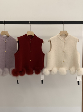 冬上新新中式轻奢质感毛毛显瘦短款马甲（含100羊毛）