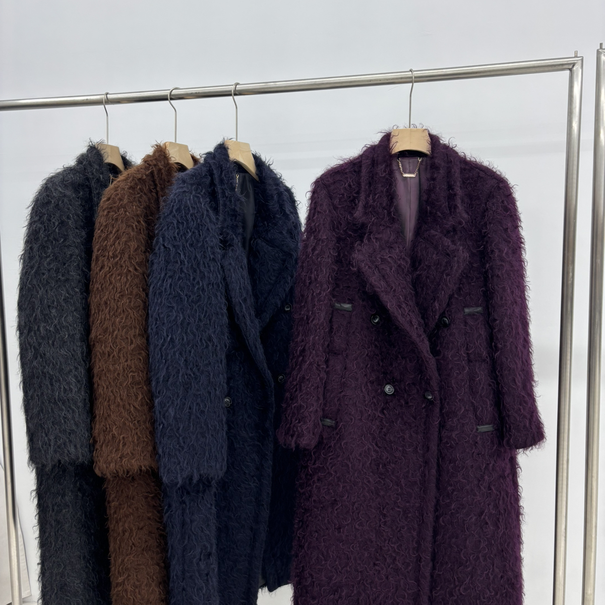 冬上新双排扣大牌极简时尚大衣（含64%马海毛）(有里衬)