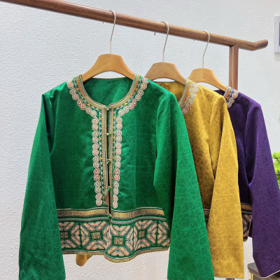 26年早春！真丝缎龟刺绣香云纱短外套