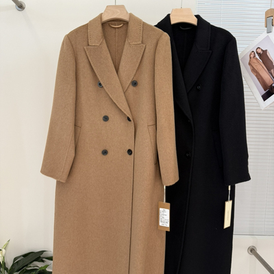 冬上新通勤百搭西装领双排扣外套大衣（含100骆驼绒）