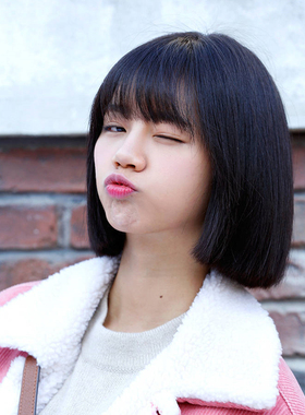 假发女朵拉头黑色短直发一刀切李惠利请回答1988德善cosplay头套