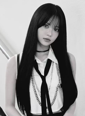 假发女哥特风御姐高冷黑色长直发全头套wigs女神LISA同款街拍假毛