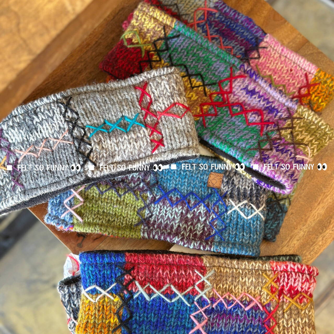 尼泊尔手工纯羊毛拼接发带