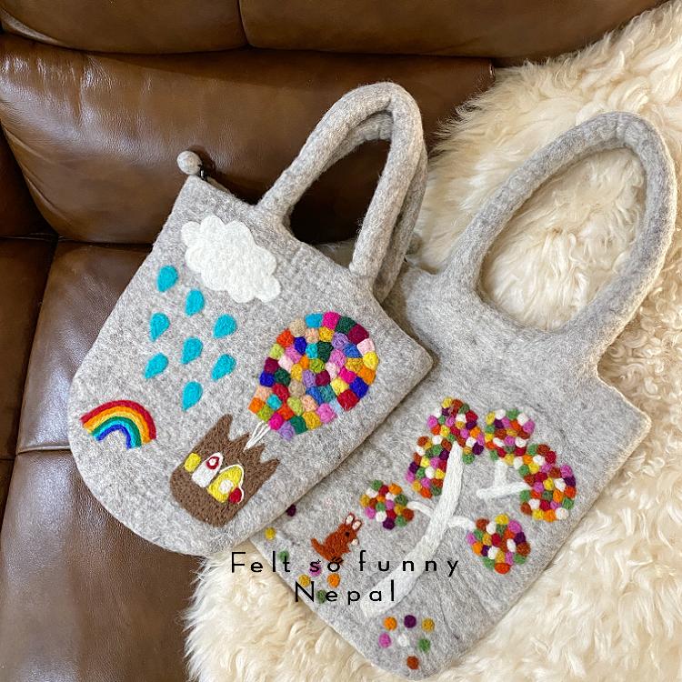 羊毛毡创意尼泊尔手拎包卡通