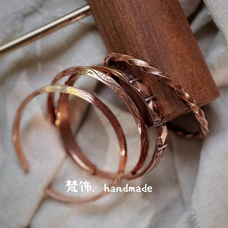 【复古手镯】紫铜手镯手环配饰开口个性时尚气质螺纹开口可调节,饰品/流行首饰/时尚饰品新,手镯,淘宝优惠券,粉丝福利购,淘宝优惠卷