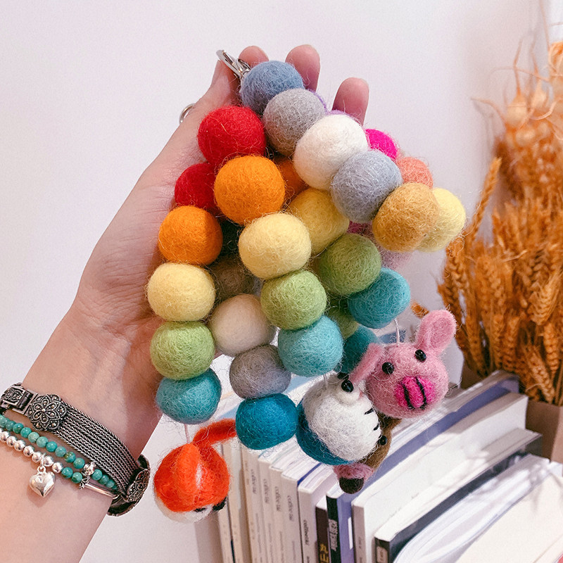 韩国东大门ins可爱羊毛毡毛球手机挂饰卡通钥匙扣包挂件创意礼品,节庆用品/礼品,钥匙扣,淘宝优惠券,粉丝福利购,淘宝优惠卷