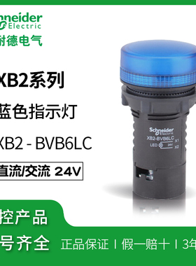 原装施耐德指示灯 蓝色LED信号灯22mmAC交流/DC直流24V XB2BVB6LC